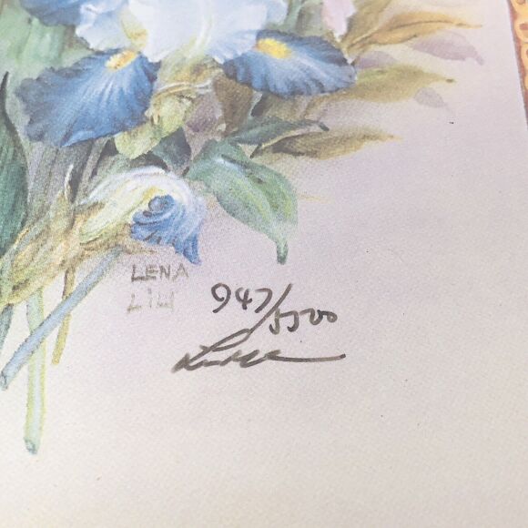 Lena Liu Art Tile Lot 2 Signed Limited Floral Iris Hydrangea Bouquet Numbered - Picture 6 of 10